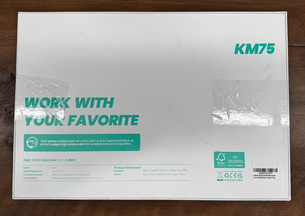 Nulea KM75 Advanced Ergonomic Wireless Keyboard & Mouse Combo Comfortable Black