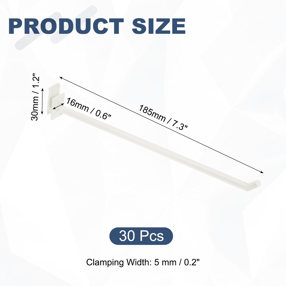 30Pcs Slat Wall Panel Hooks, 7 Inch Gridwall Hook for Tool Storage, White
