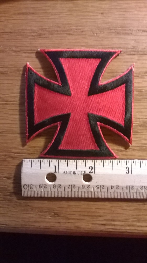 BIKER PATCH "CELTIC CROSS" BLACK/RED NEW NICE