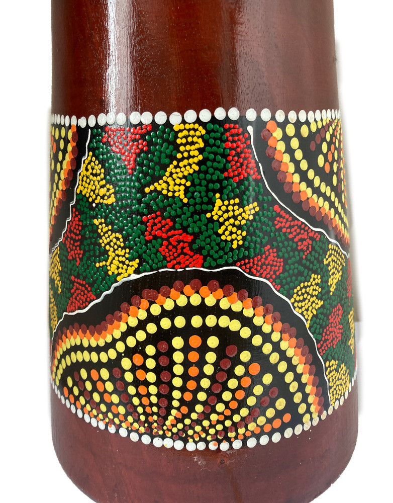 GRADE B X DISPLAY Painted Djembe Drum with Goat Hide and Aboriginal Dot Pattern