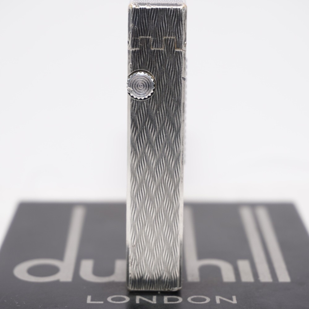 Dunhill Rollagas Lighter Silver CHEVRON Pattern-Ultrasonically cleaned_Working