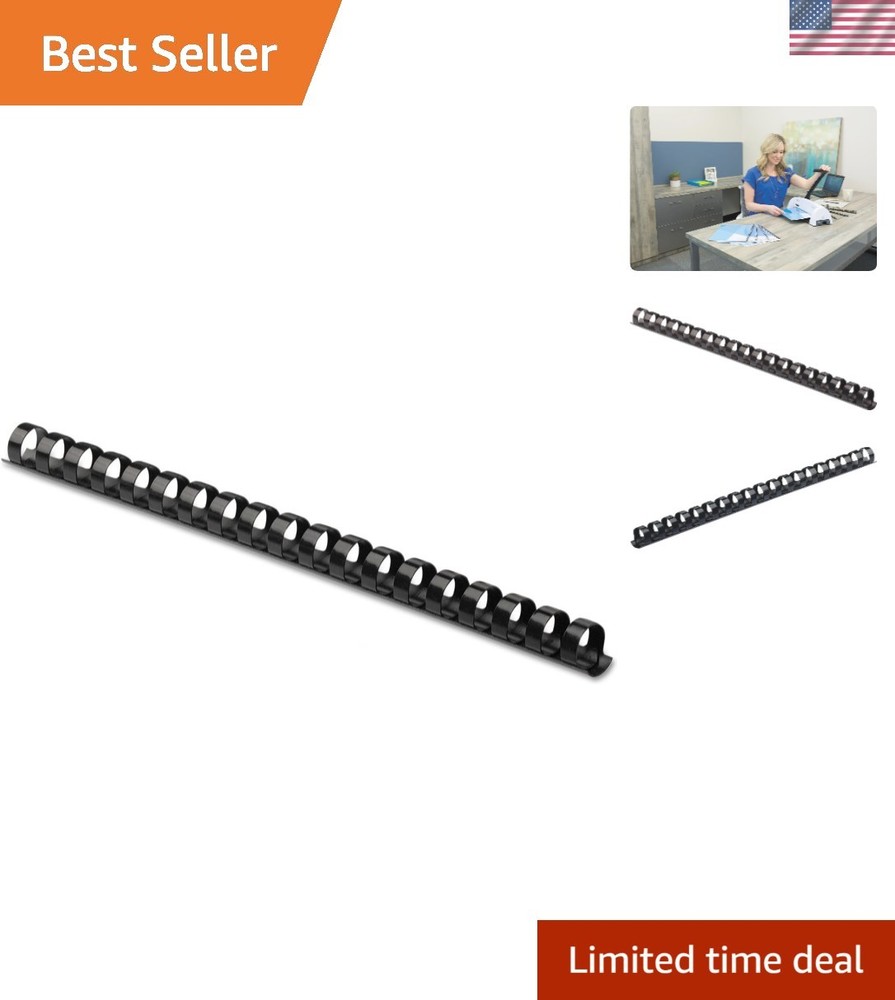100 Pack Black Plastic Binding Combs, 1/2 Inch for Neat Document Presentation