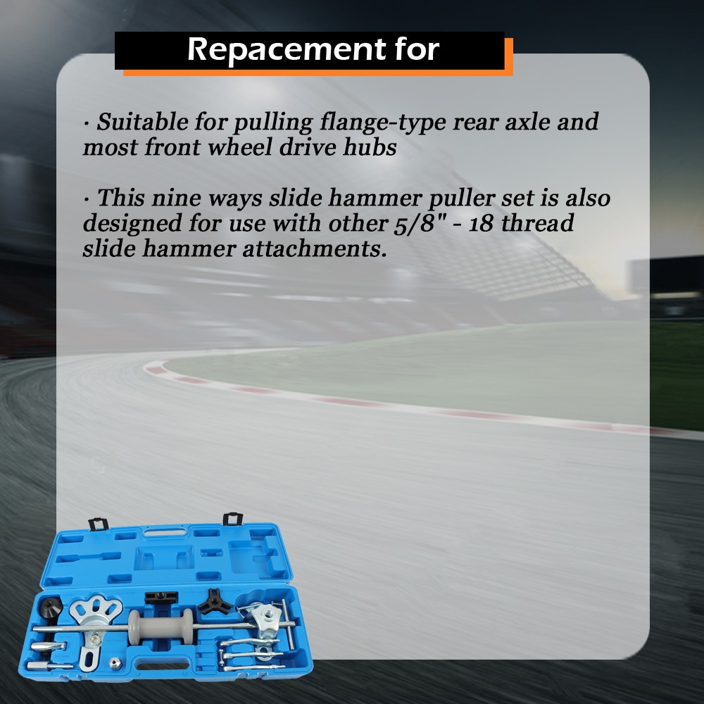 Comprehensive Axle Slide Hammer Dent Grip Panel Bearing Puller Set Tool w/ Case