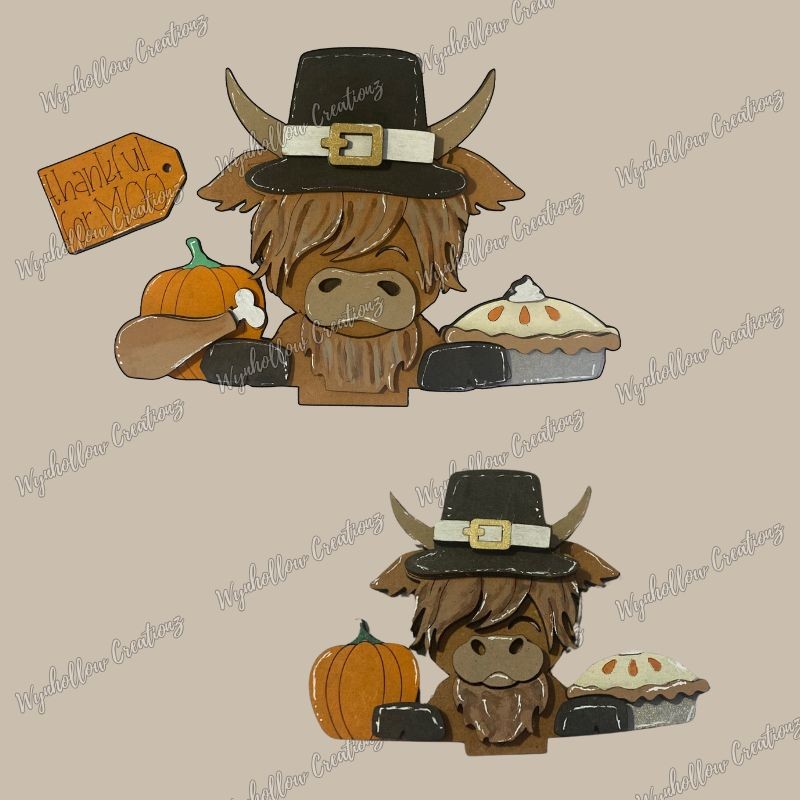 Thanksgiving Highland Cow Interchangeable Basket Insert
