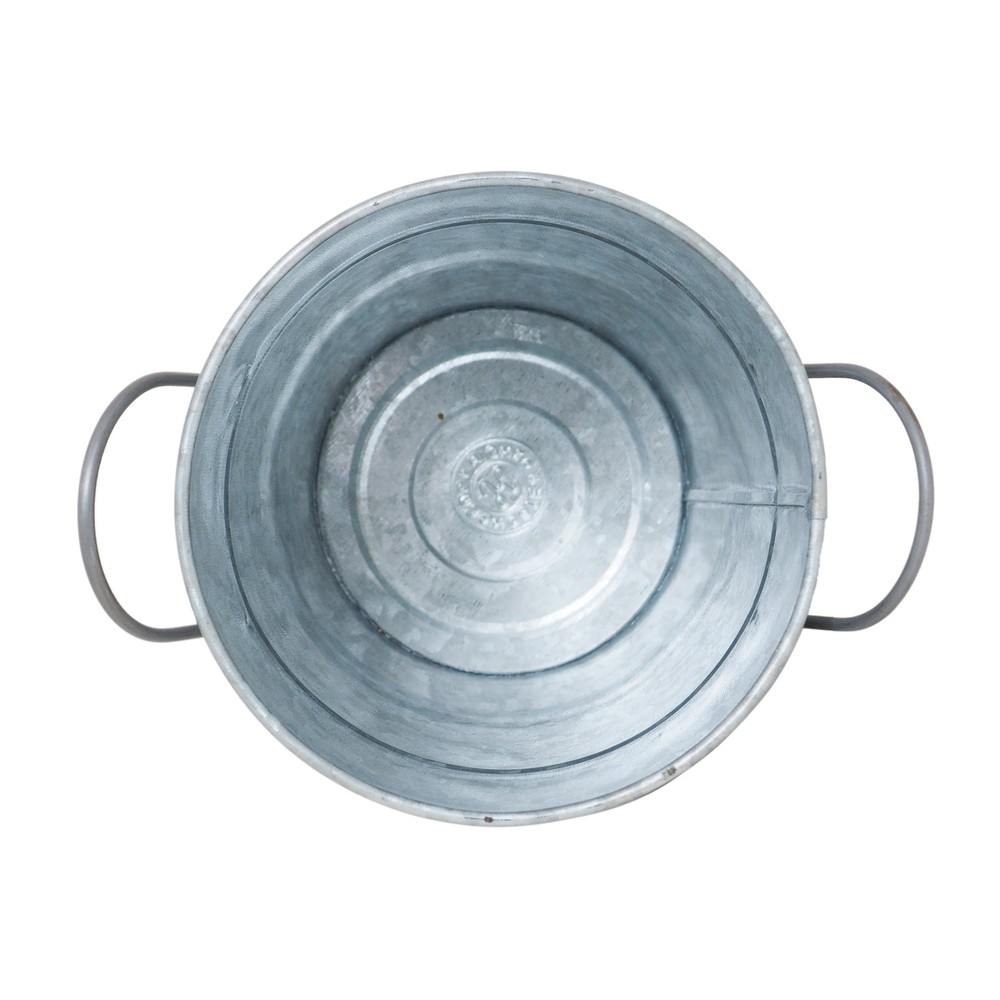 (2 pack Metal Bucket Planter 7'' High Solid Print Gray