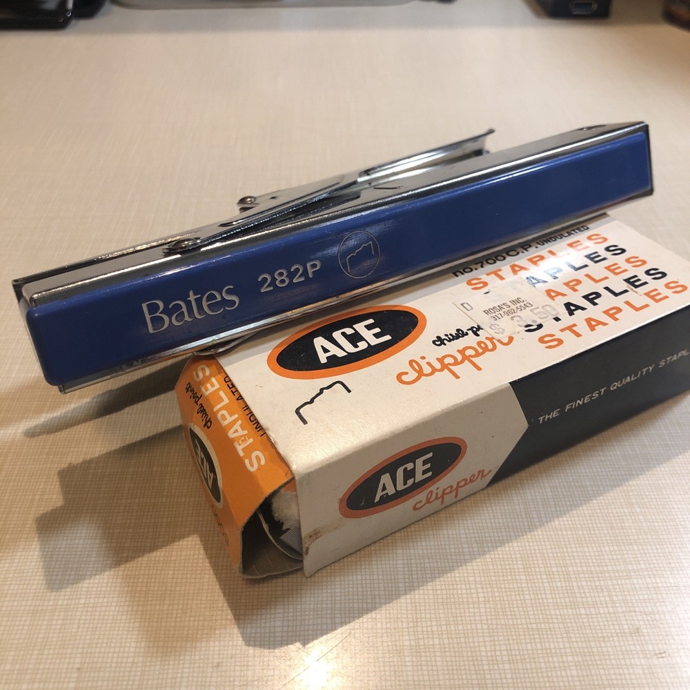 Vintage Bates 282P / Ace Clipper 700 Chisel Point Stapler Set