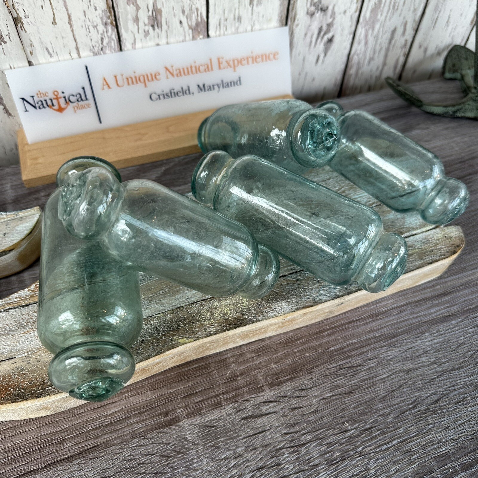 Japanese Rolling Pin Glass Float - Authentic Vintage Japan Fish Net Buoy - Aqua