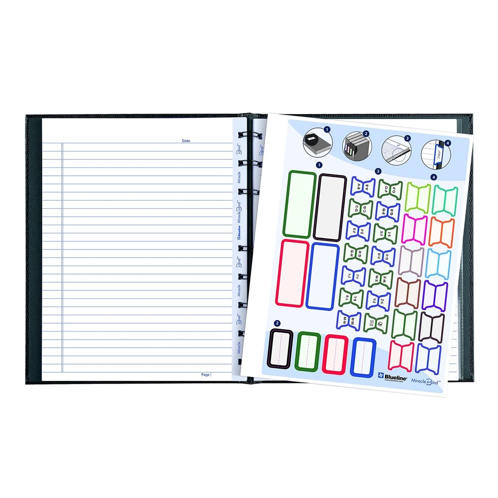 Blueline MiracleBind™ Notebook, Lizard-Like Hard Cover, 150 Repositionable