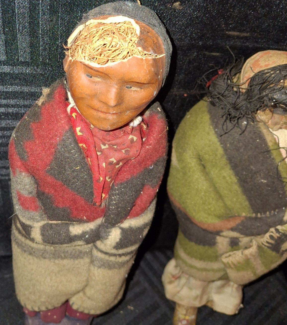 Skookum Dolls Lot of 2 Very Early Dried Apple & Other Need Some Repair