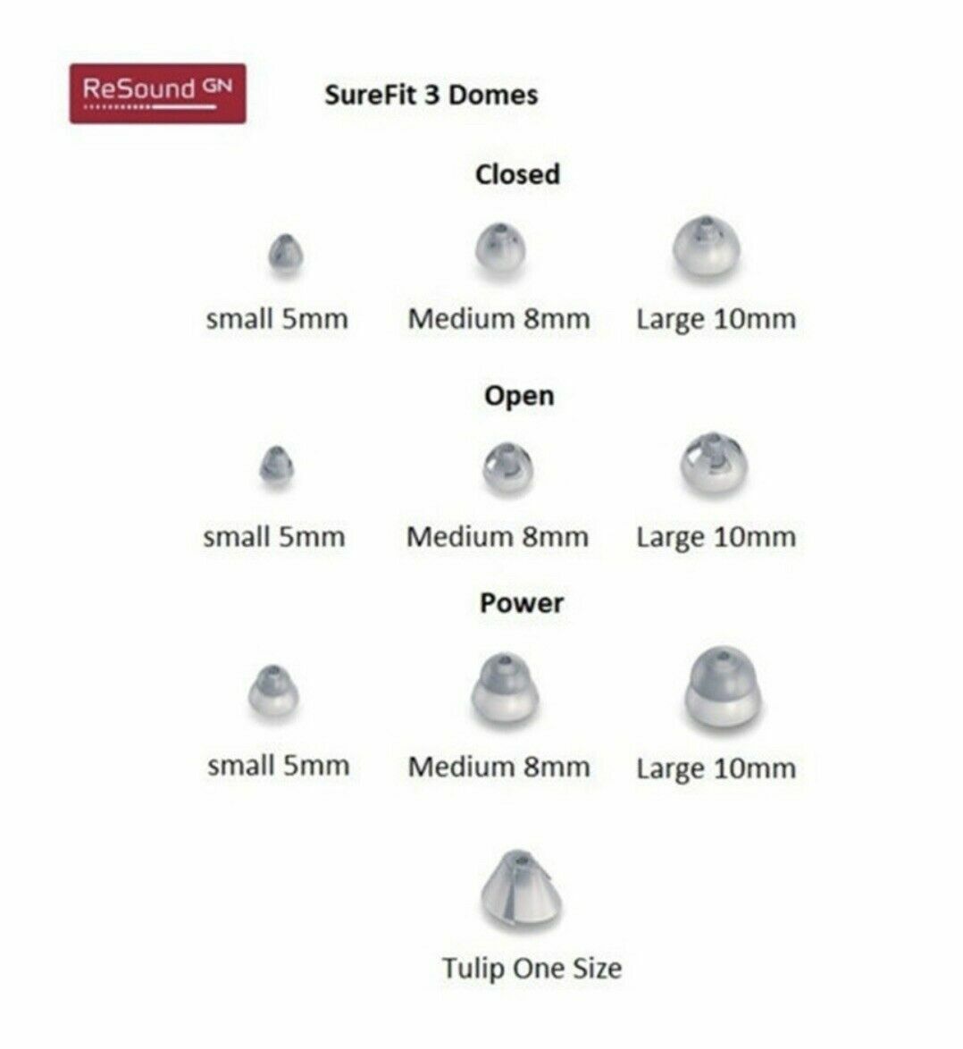 MEDIUM Power Domes For Resound One Jabra Lively Surefit 3. Gray. 10 Domes Total