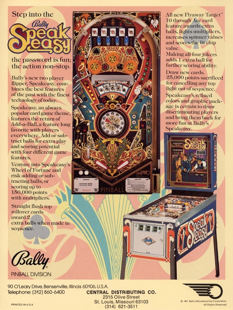 1982 Bally / Midway Speakeasy / Speak Easy Pinball Machine Rubber Ring Kit