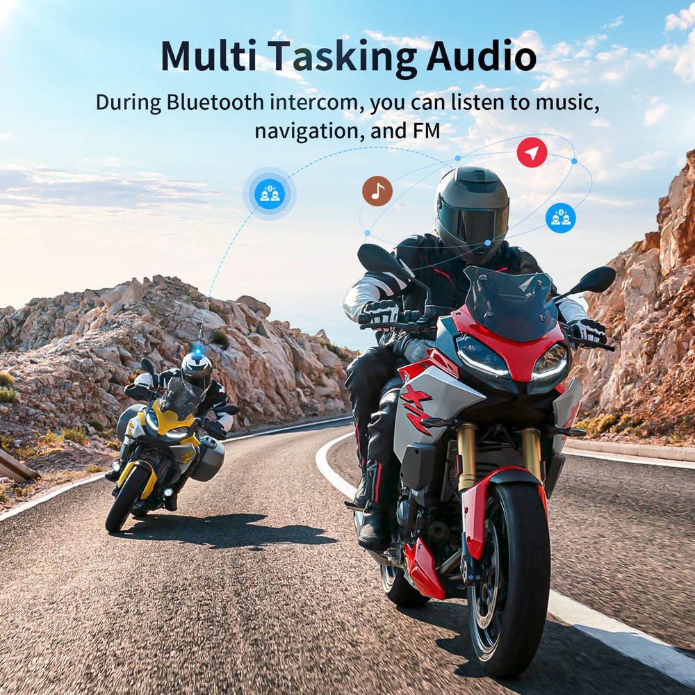 3x FX7 Motorcycle Bluetooth Headset Helmet Intercom 10 Riders Communication MESH