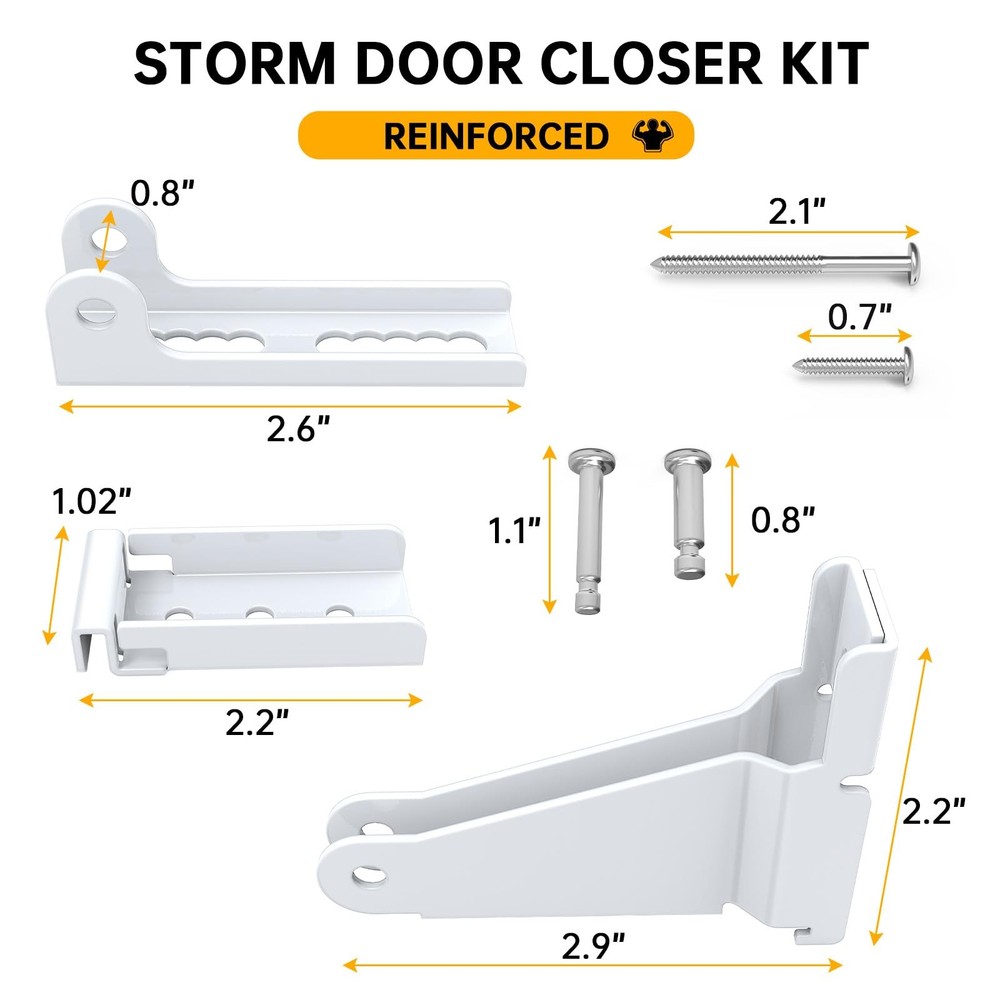 Reinforced Storm Door Closer Bracket Kit Compatible with Andersen, White