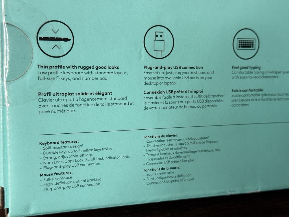 NEW Logitech Desktop MK120 USB Wired Mouse & Keyboard Combo Comfortable PC & Mac