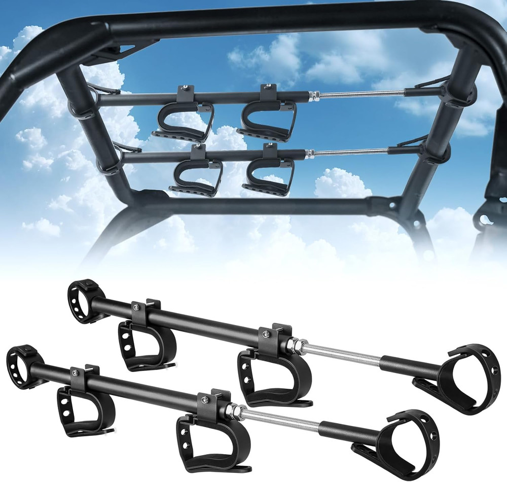 UTV Overhead Gun Rack Fits 21-28" Spacing Roll Bars, Adjustable UTV Gun Holder R