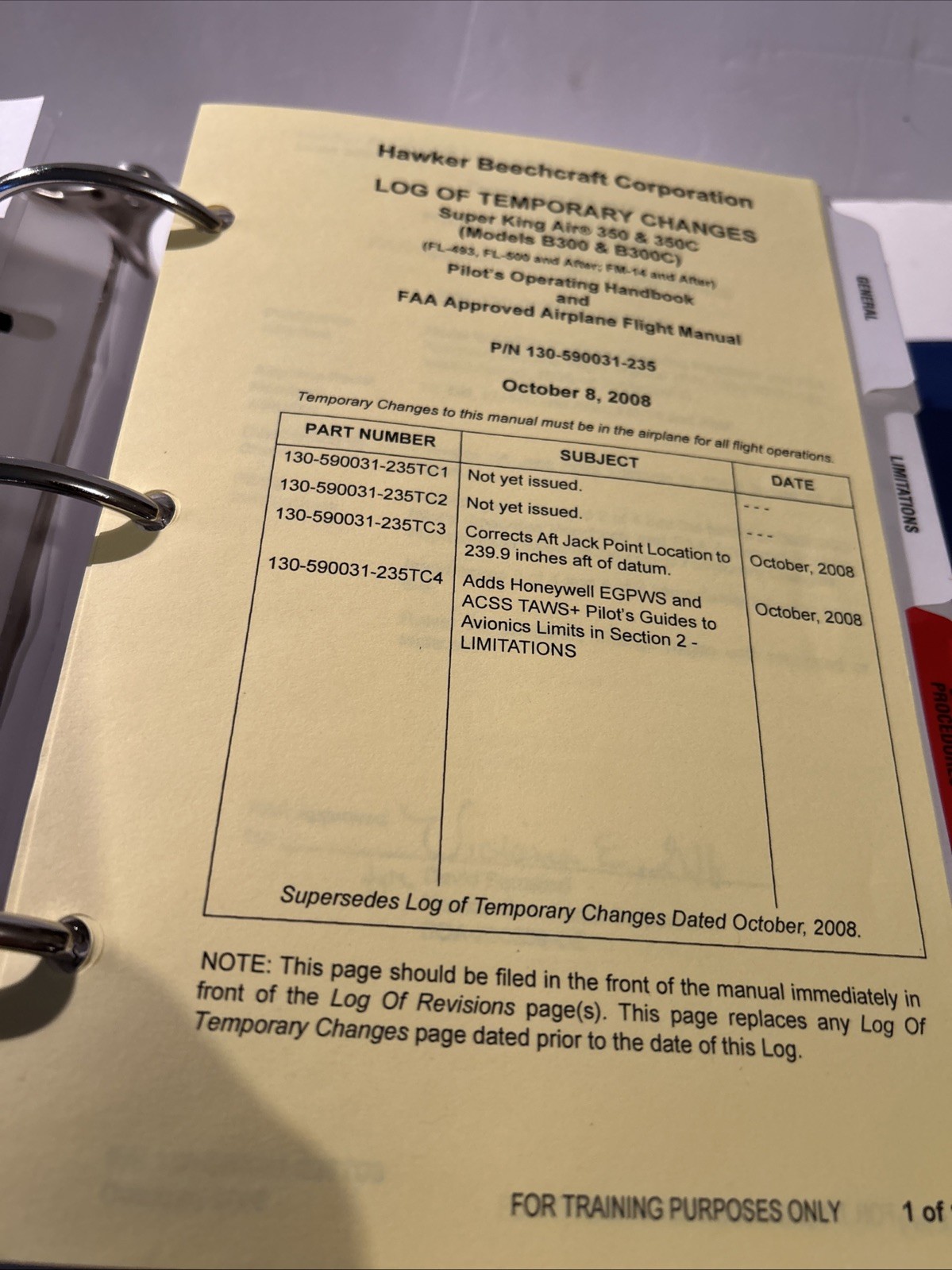 Flight Safety International Pilot Manual Super King Air 350 350C Updates to 2009