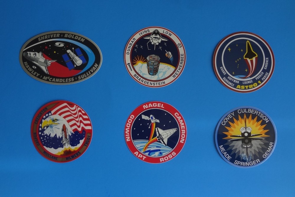 NASA Mission Stickers Lot 6 Space Shuttle Patch Program Logos All Different STS