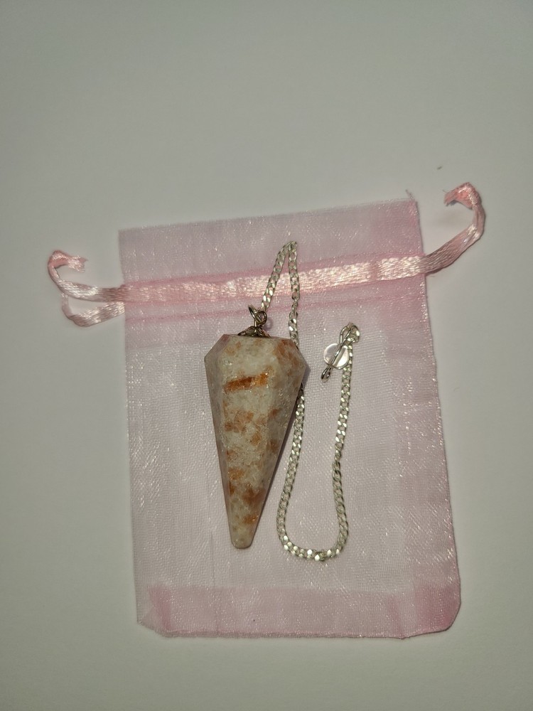 Sunstone Faceted Cone Crystal Dowsing Pendulum Divination Tool