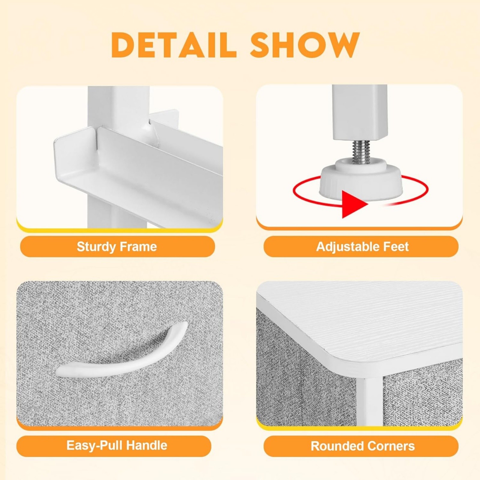 Curved White Dresser for Bedroom with 7 Drawers Storage Drawers Organizer Unit