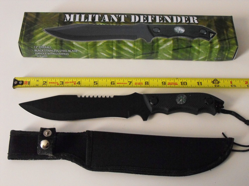 Militant Defender 12" Combat Knife w/ Compass