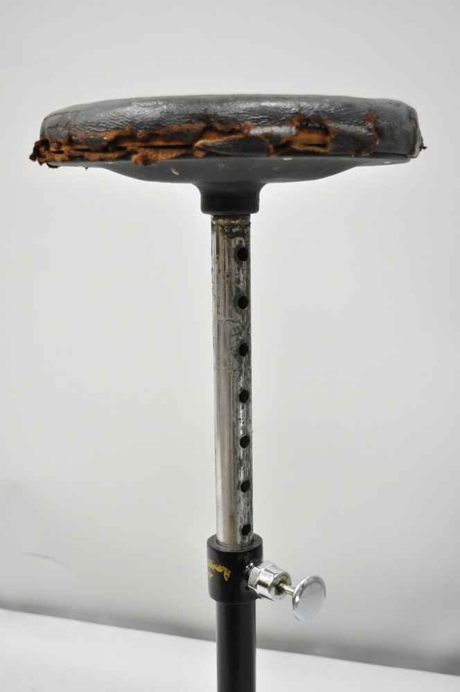 Articulating Industrial Modern Brown Leather Adjustable Work Stool by Peerless