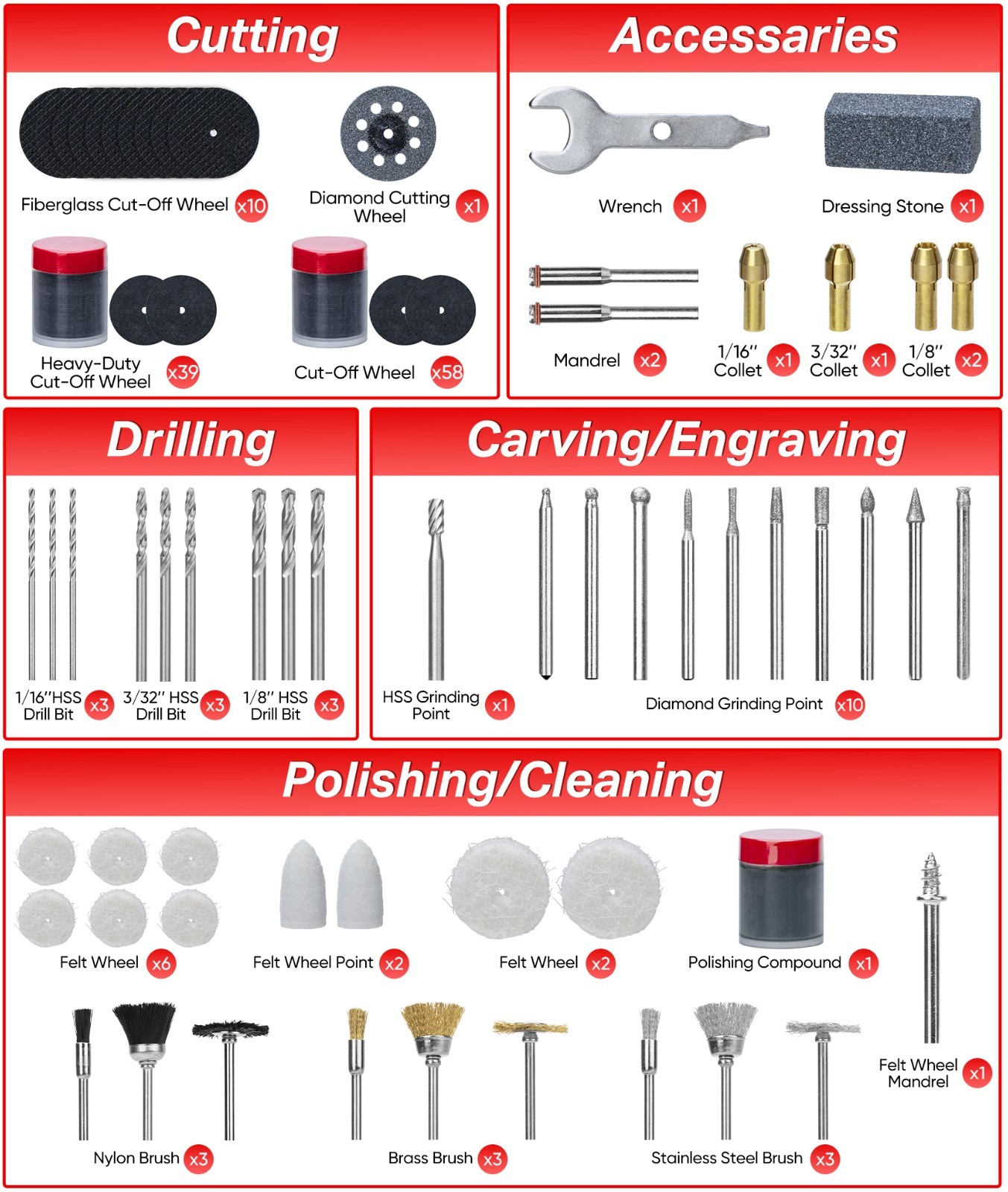 SHALL 508pc Rotary Tool Accessories Kit Multifunctional Set,Perfect for Cutting