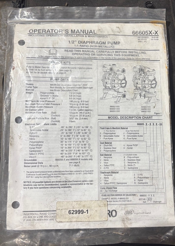 VERSAMATIC E5AP5T559C double diaphragm 1/2” pump