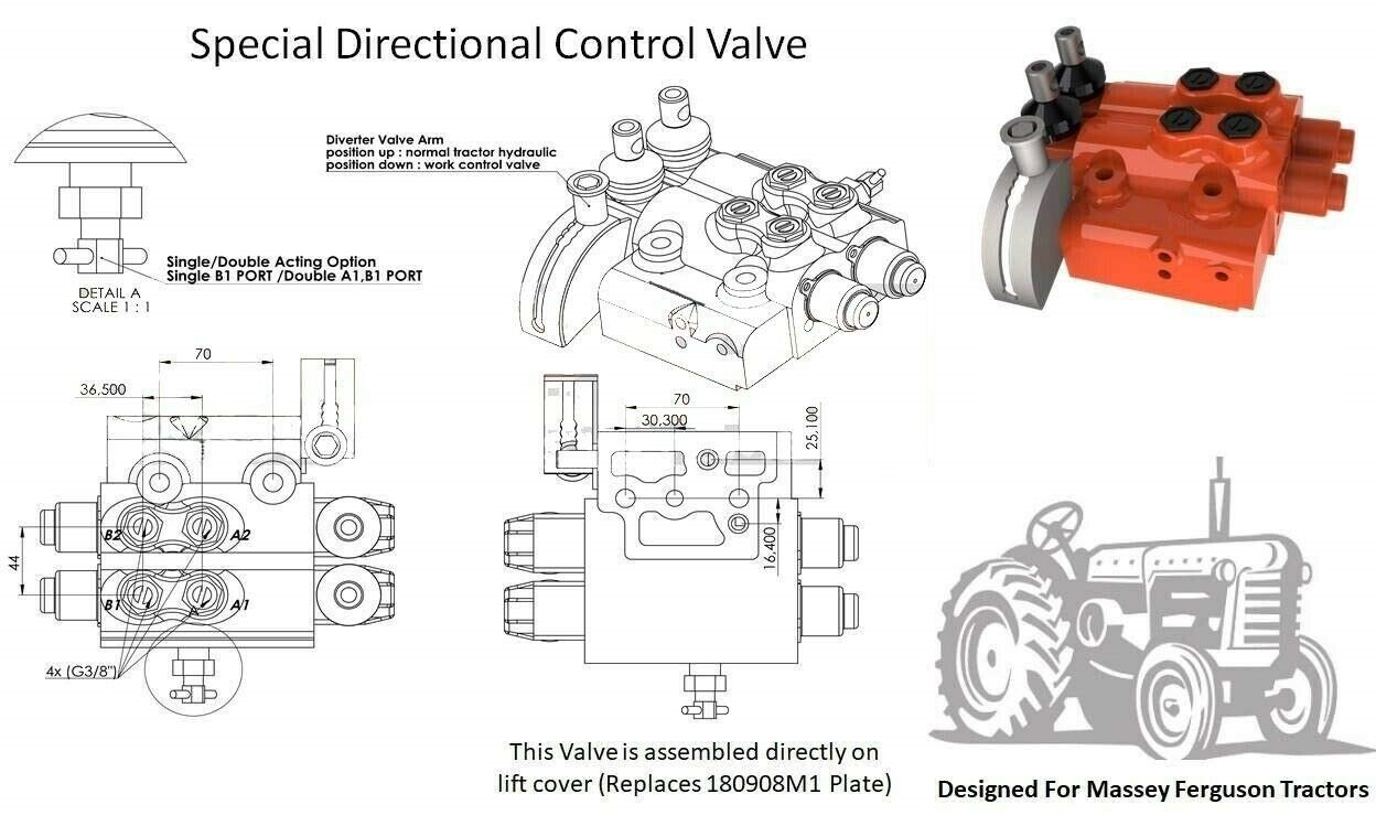 NEW Dual Hydraulic Remote Kit Massey Ferguson MF 135 150 230 231 240 245 250 253