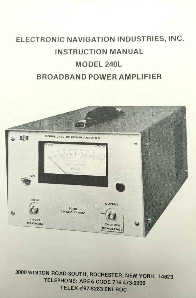 Electronic Navigation Systems Model 240L Power Amplifier Instruction Manual