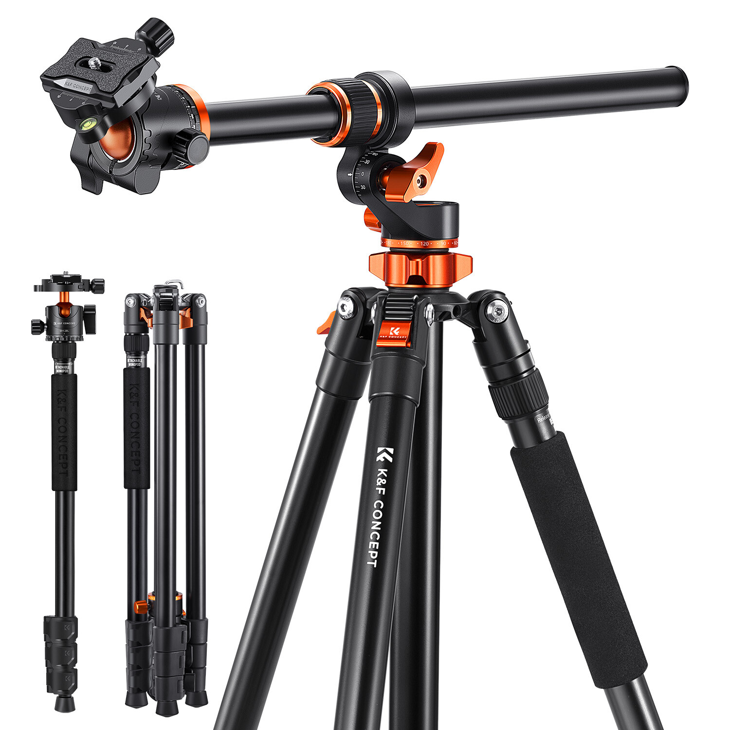 K&F CONCEPT 90in Ultra High Camera Tripod Horizontal Overhead fr DSLR/Mirrorless