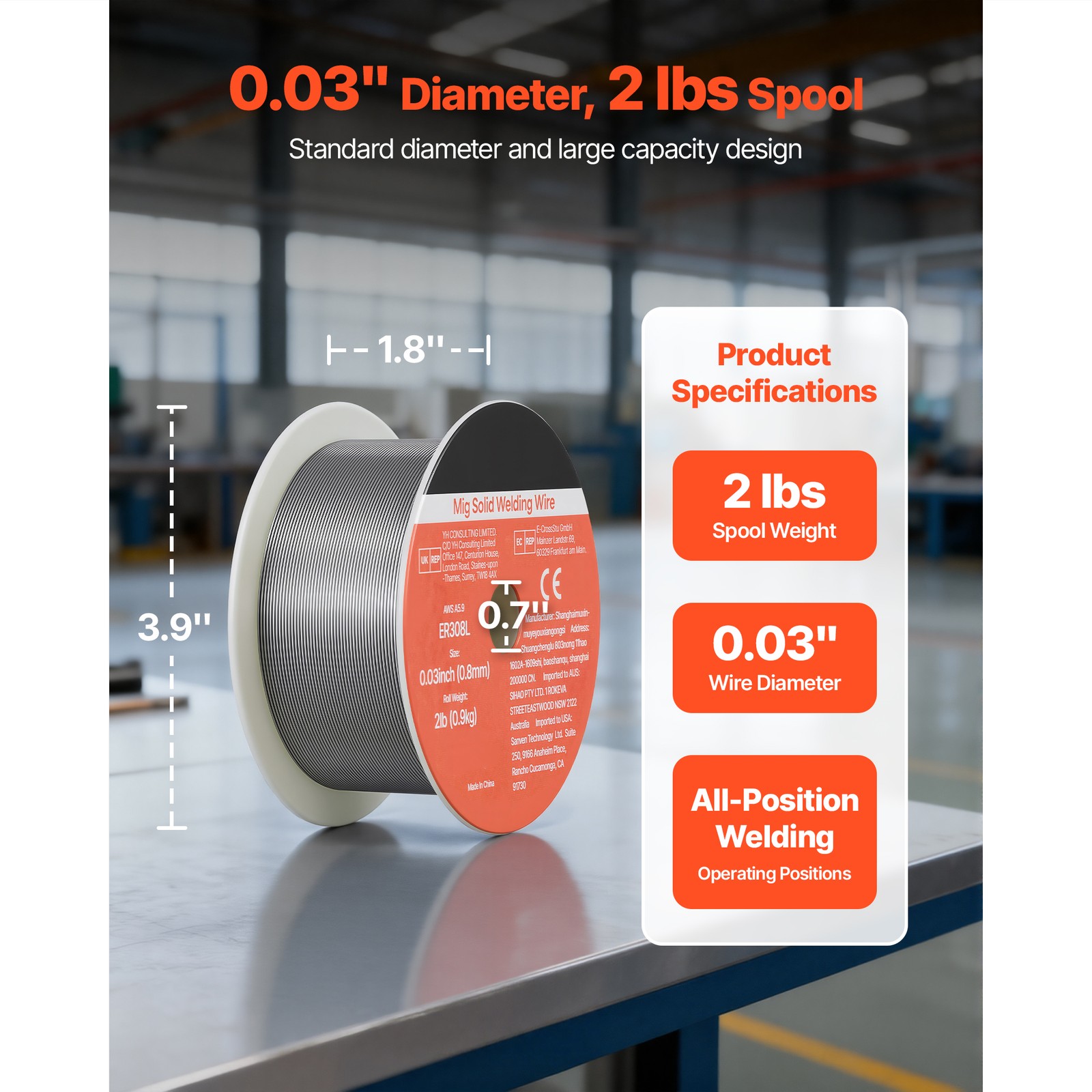 Uimoso Solid MIG Welding Wire ER308L 0.03-inch 2 lbs Stainless Steel Wire