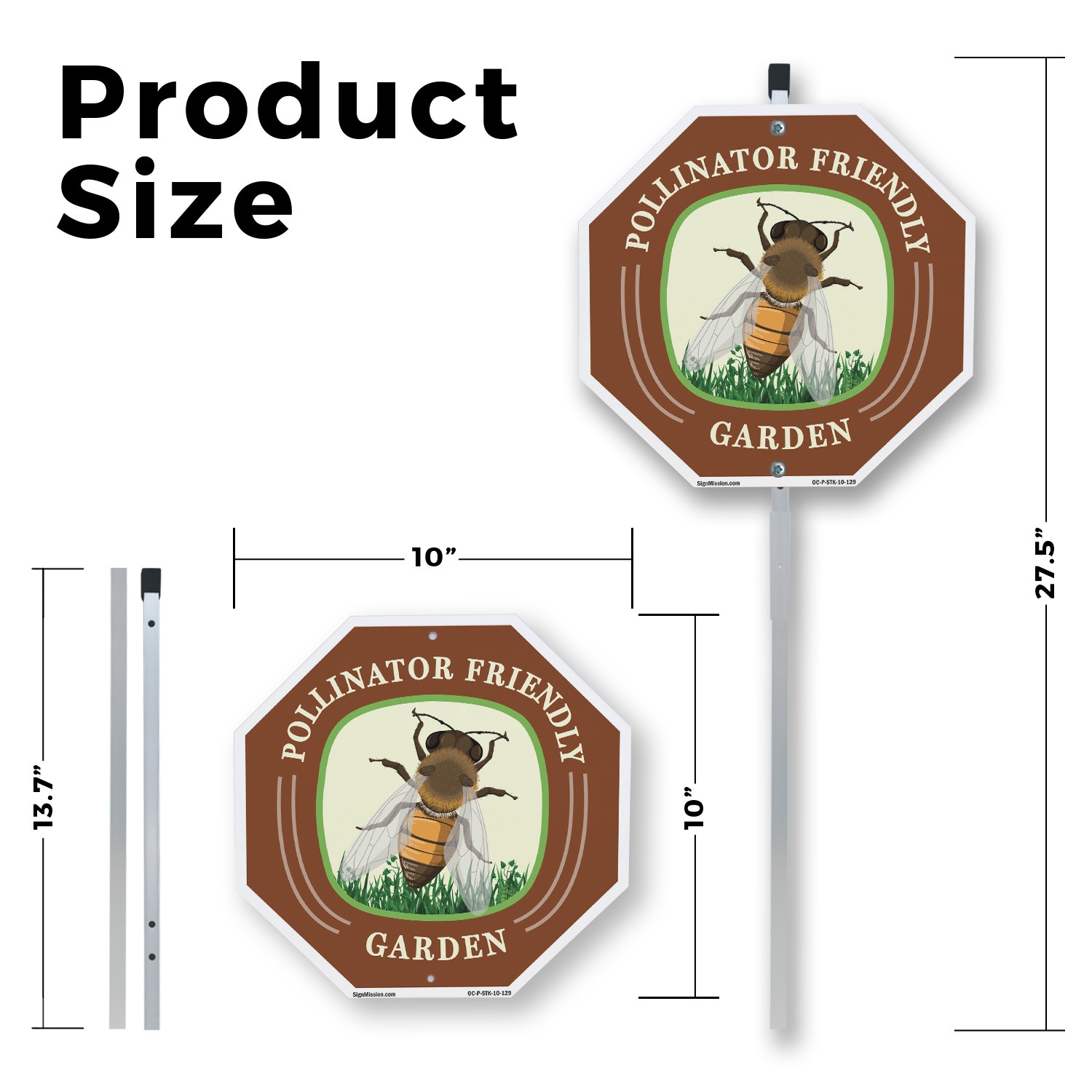 Pollinator Friendly Garden Octagon Sign With Stake Weather Resistant