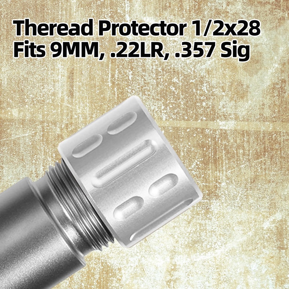 BZGREEN 2 Pack Thread Protector for 1/2 * 28 .22LR, .357 and 5/8 * 24 Silver