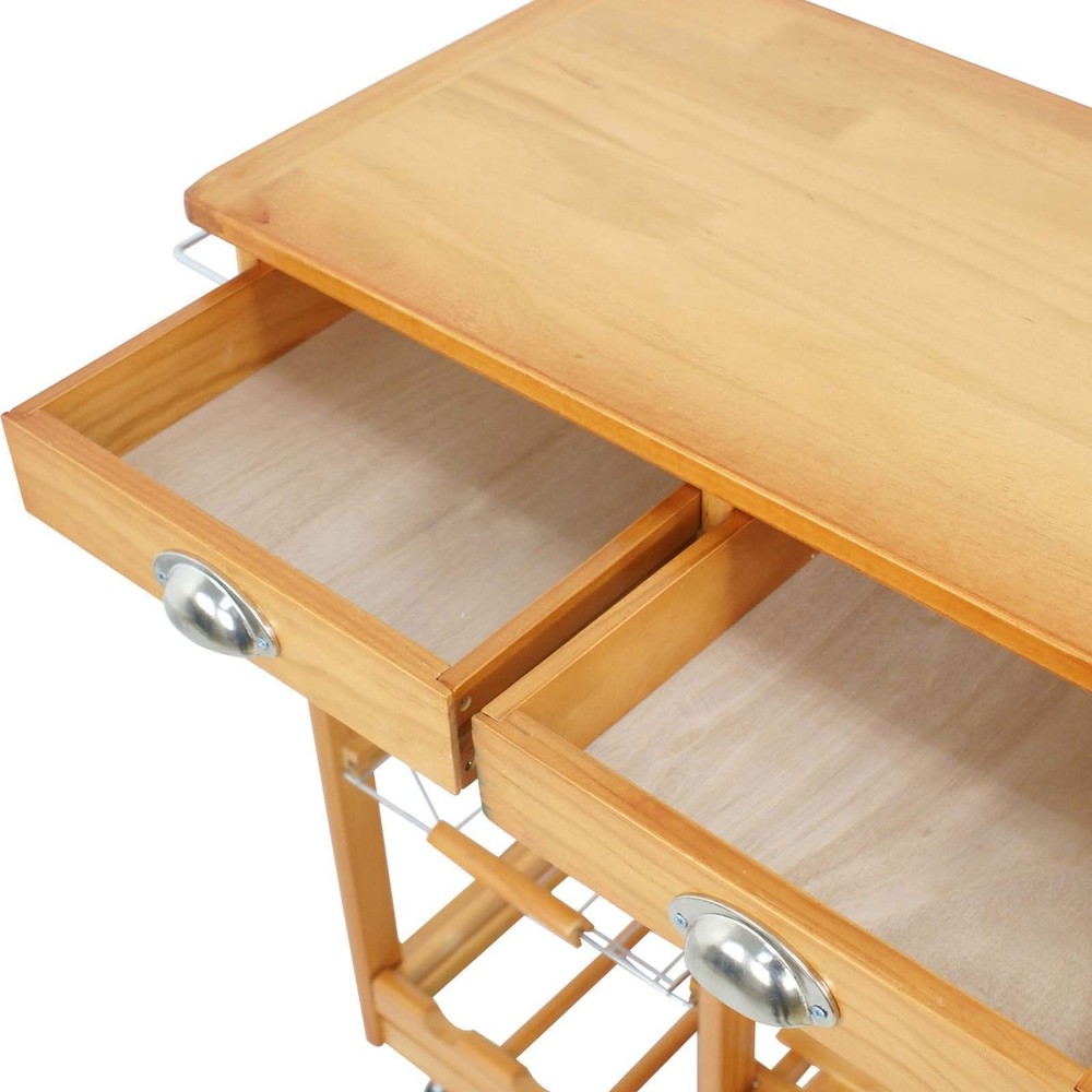 Multi-Function Rolling Cart Storage Cart Small Dining Table with Drawers Kitchen
