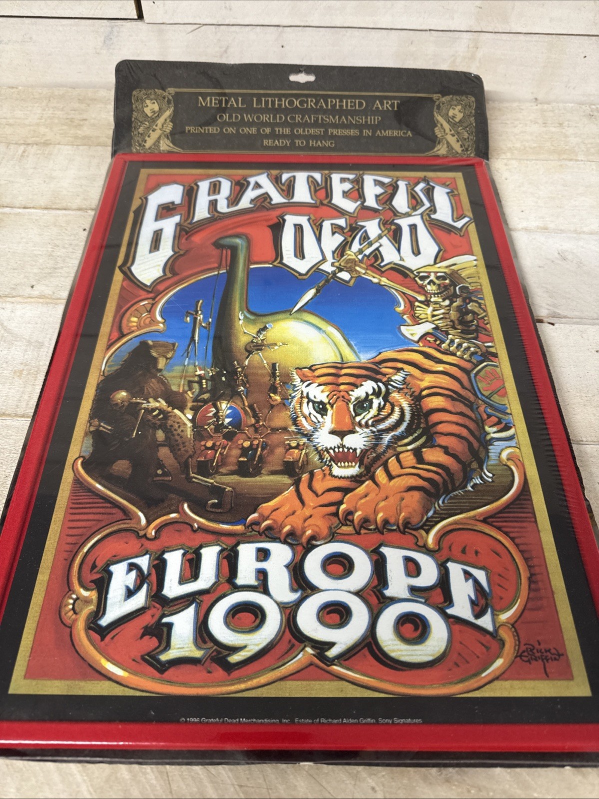 VTG GRATEFUL DEAD EUROPE 1990 Metal Concert Lithograph RICK GRIFFIN Sony  17x12