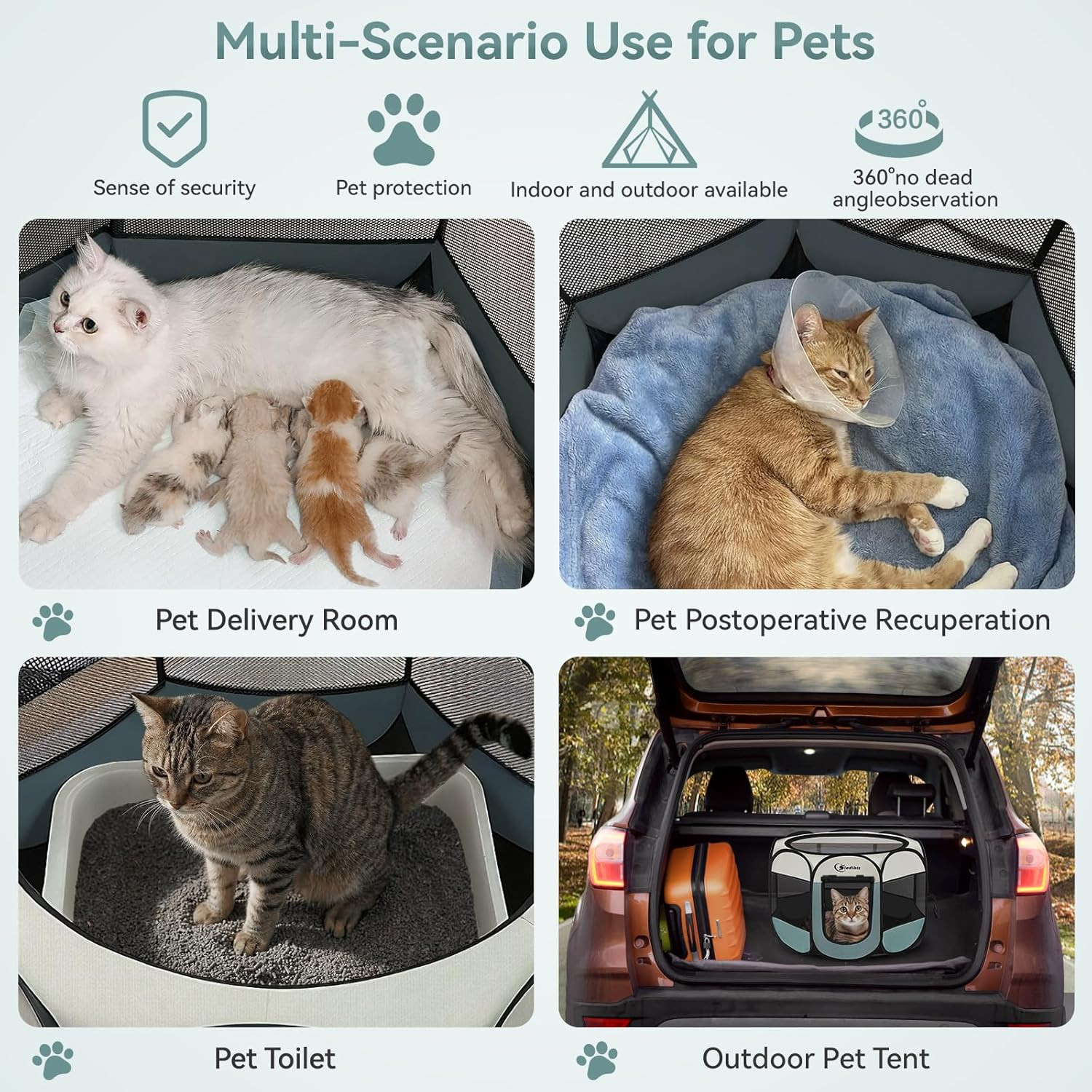 Dog Cat Playpen, Puppy Pet Playpen Indoor for Small Dog Crate Tent Cage Outdoor