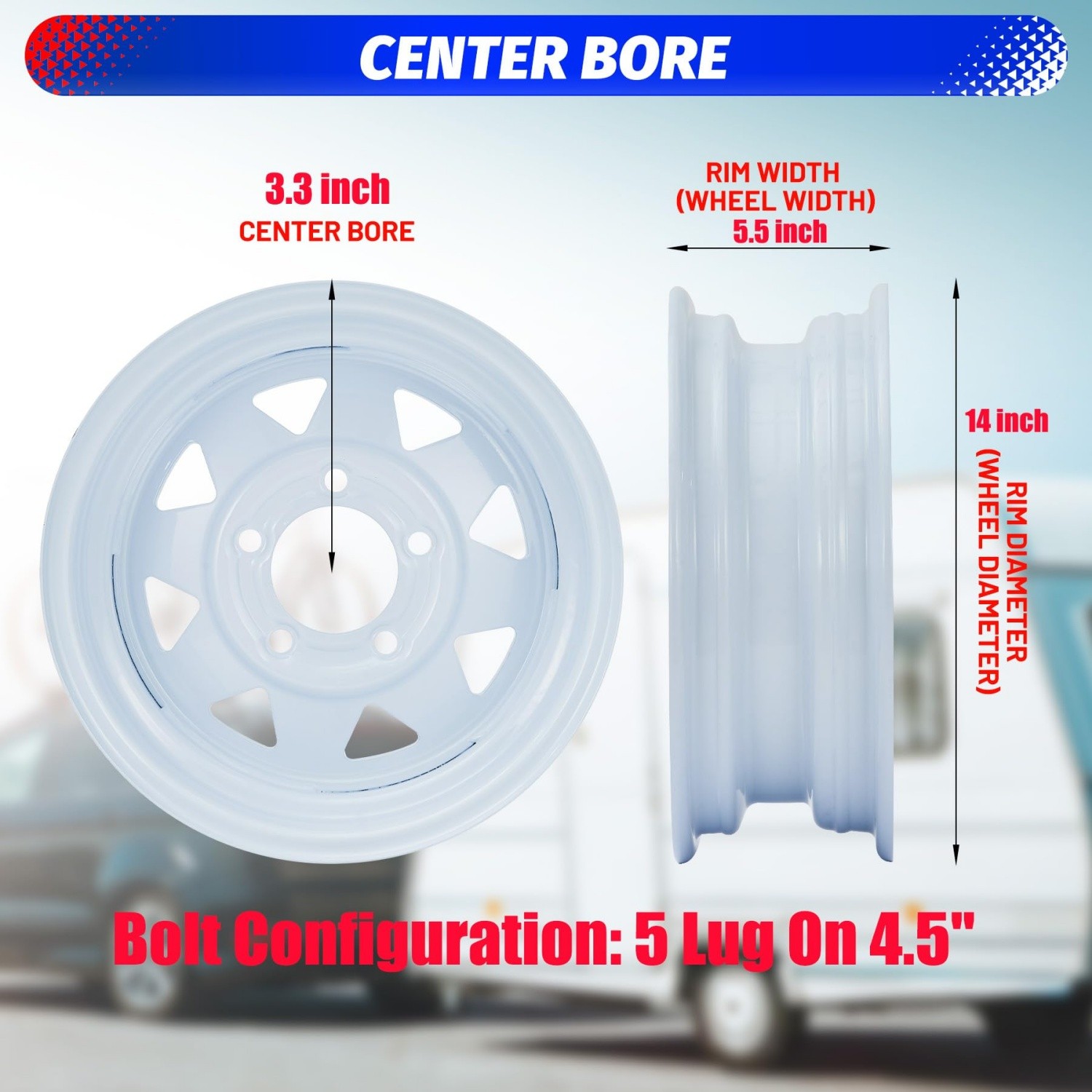 Set Of 4 ST205/75D14 205 75 14 Trailer Tires & Wheels 14" Rims 5 Lug on 4.5" 6PR