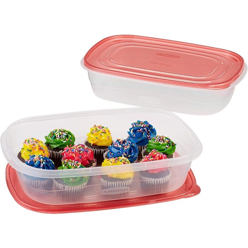 Rubbermaid,1 Gallon, 2 Packsa, Large Rectangular Plastic Food Storage Containers