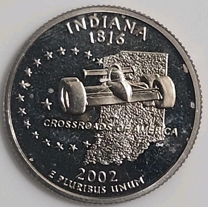 2002-S 25C State Quarters - Indiana (Error: In Cod We Trust)