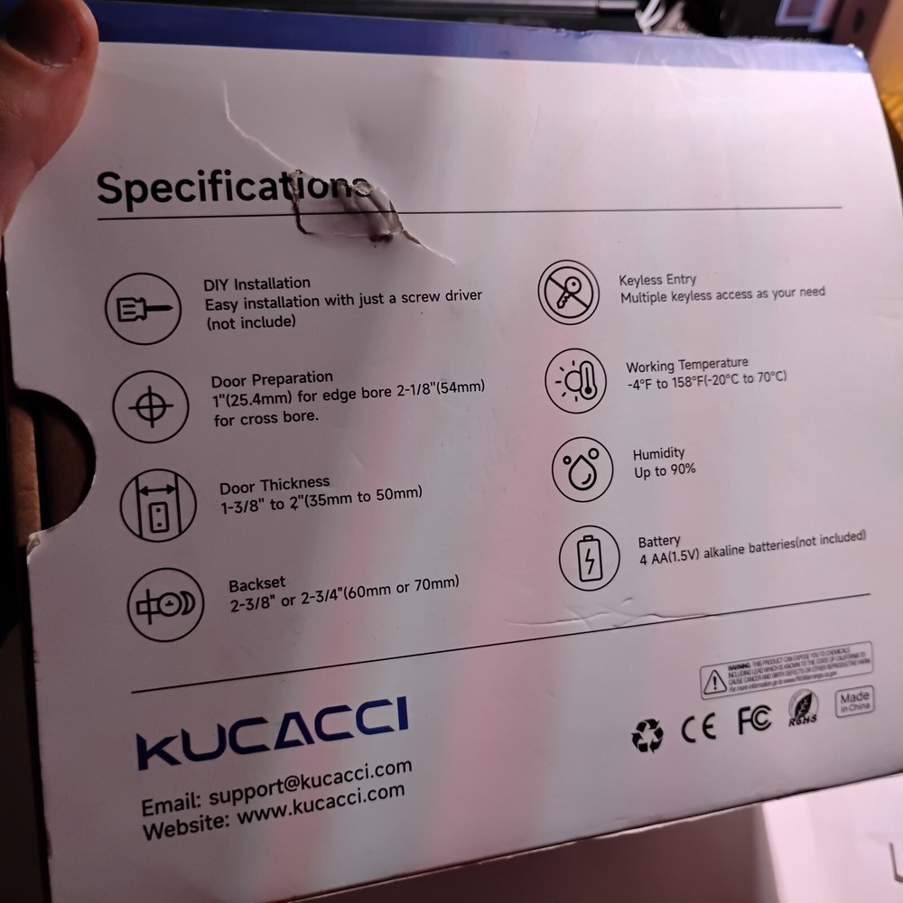 Unused, Open-box Kucacci Smart Lock - Keyless Entry, DIY Installation