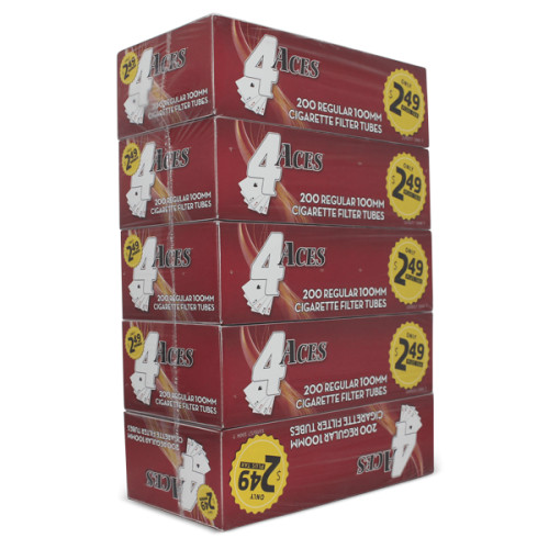 4 Aces Regular 100s 100mm Cigarette Filter Tubes 5 Boxes (1000 Tubes)