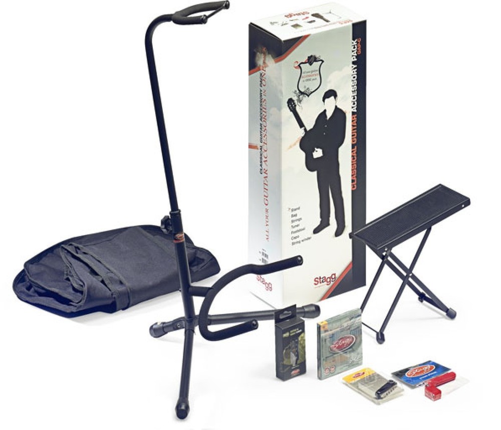 Stagg Classical Guitar Accessory Pack with Stand, Bag, Tuner Strings and More