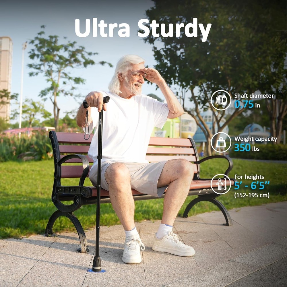 Walking Cane for Men, Foldable Cane with Shock Absorption - Adjustable