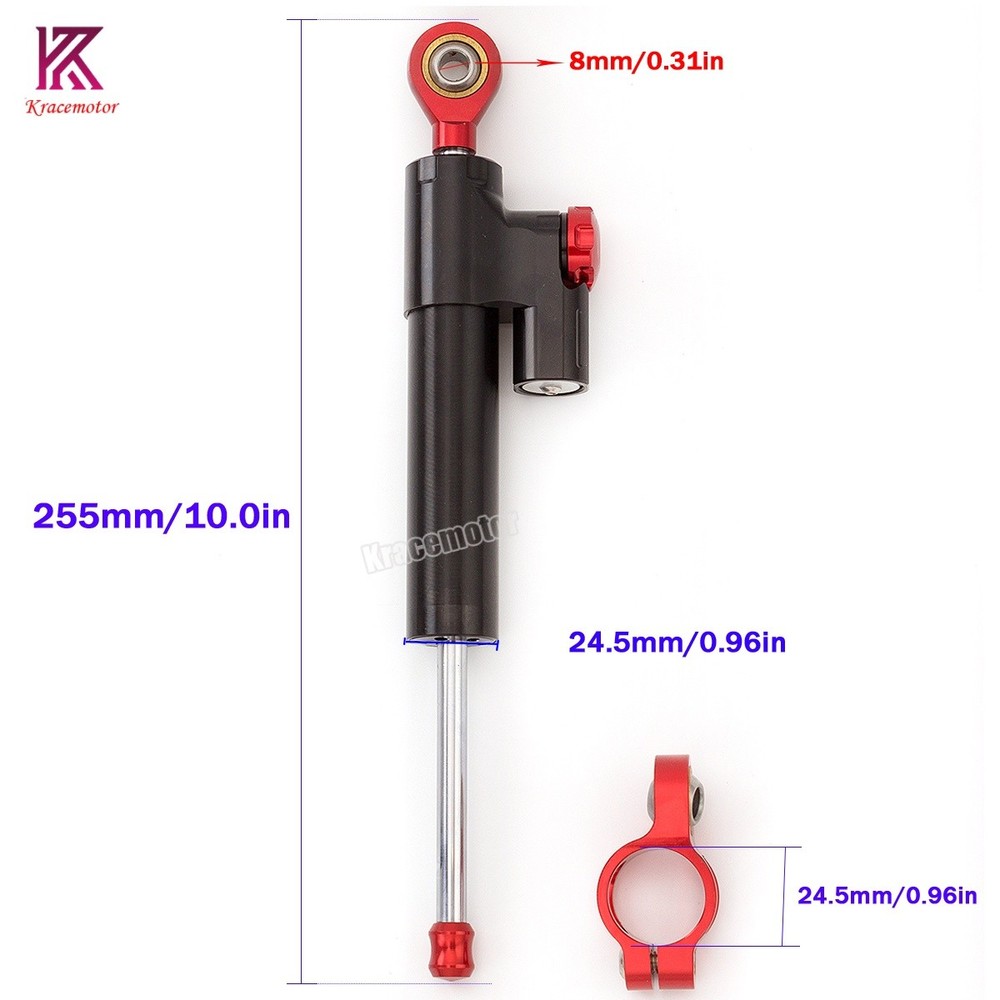 Adjustable CNC Steering Damper Stabilizer Linear Aluminum Motor Safety Black&Red