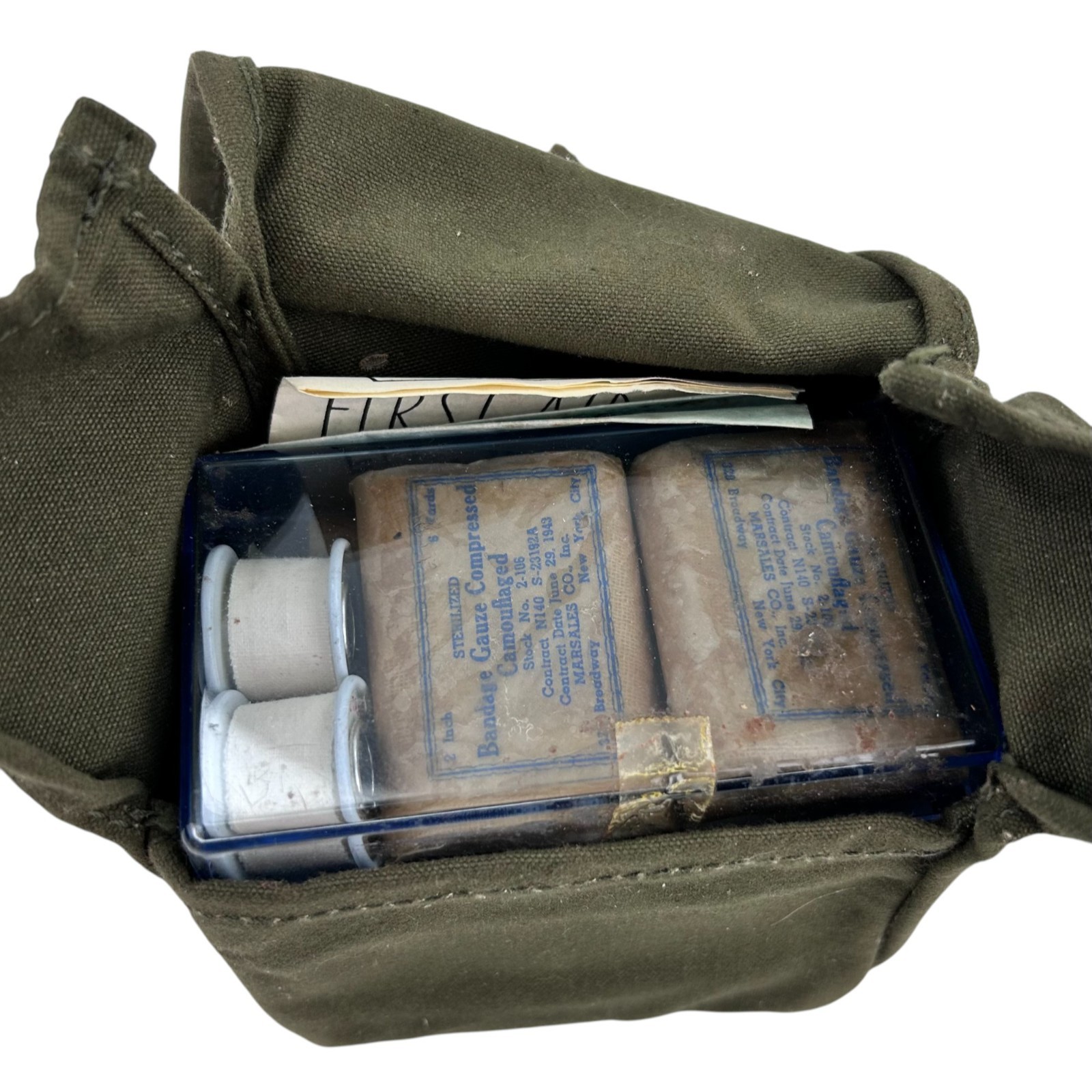 Vtg US Military First Aid Kit Pouch Aviator Camouflage Oil Green Snap Closure