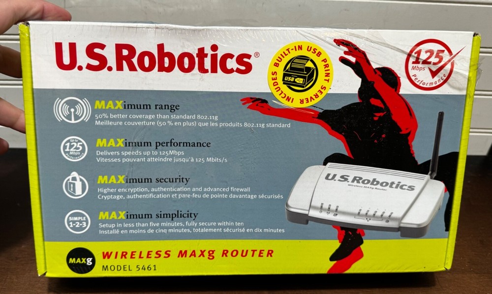US Robotics Wireless Maxg Router w/print server Model 5451 - WiFi New sealed