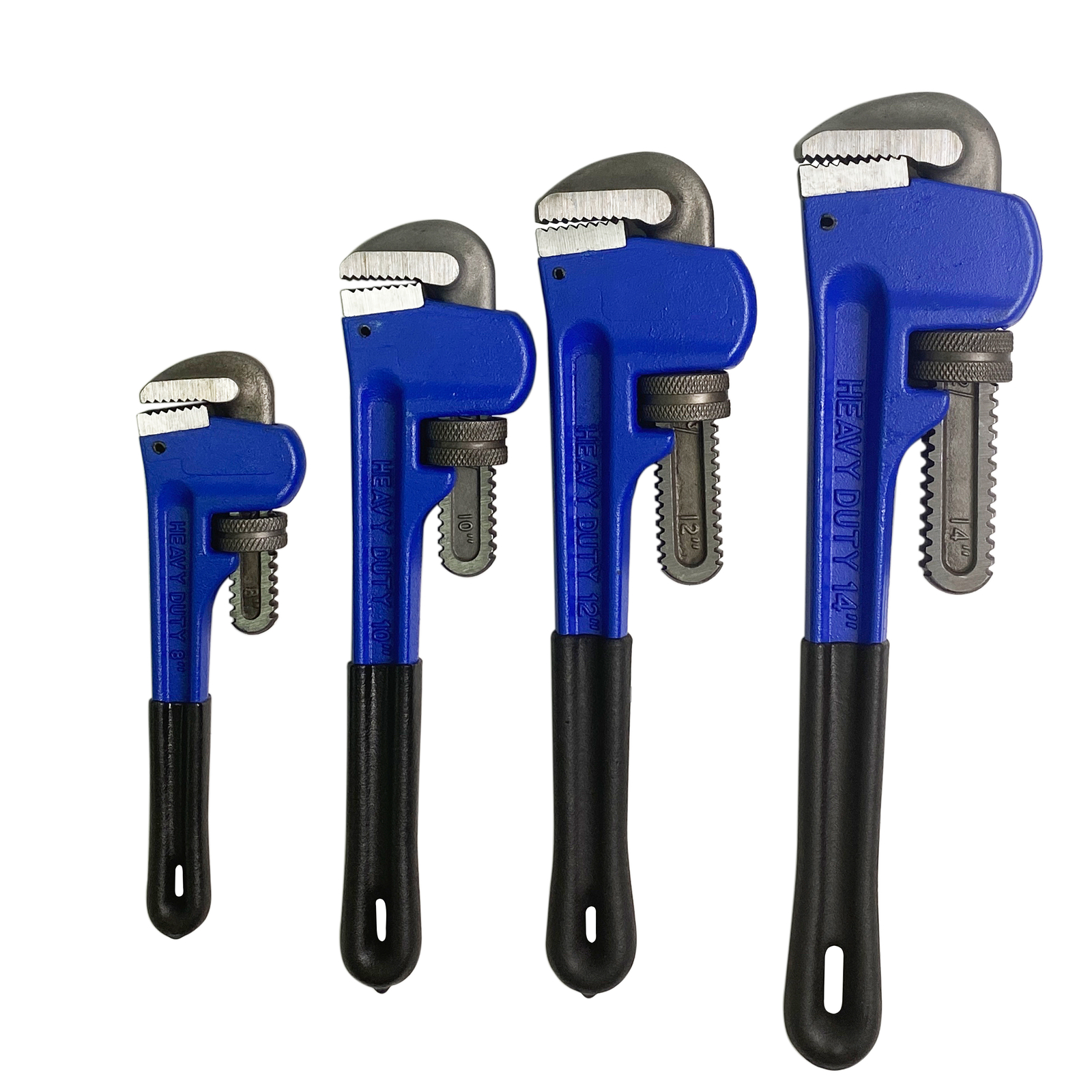 HFS(R) 4 Pack Heavy Duty Pipe Wrench Set, Adjustable 8" 10" 12" 14" Soft Grip