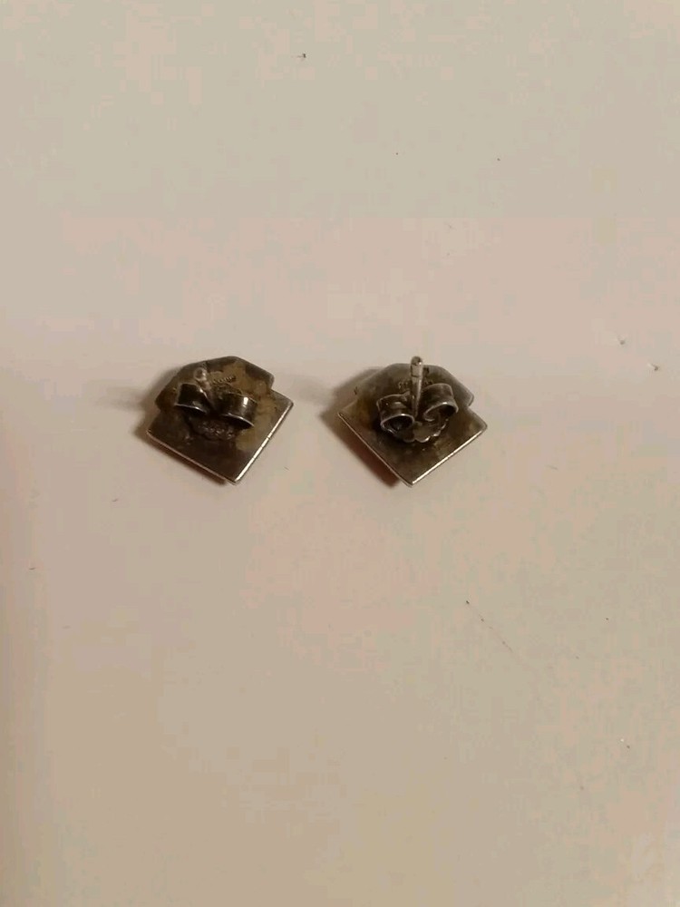 Black Stone & Marcasite Silver Tone Earrings - D86