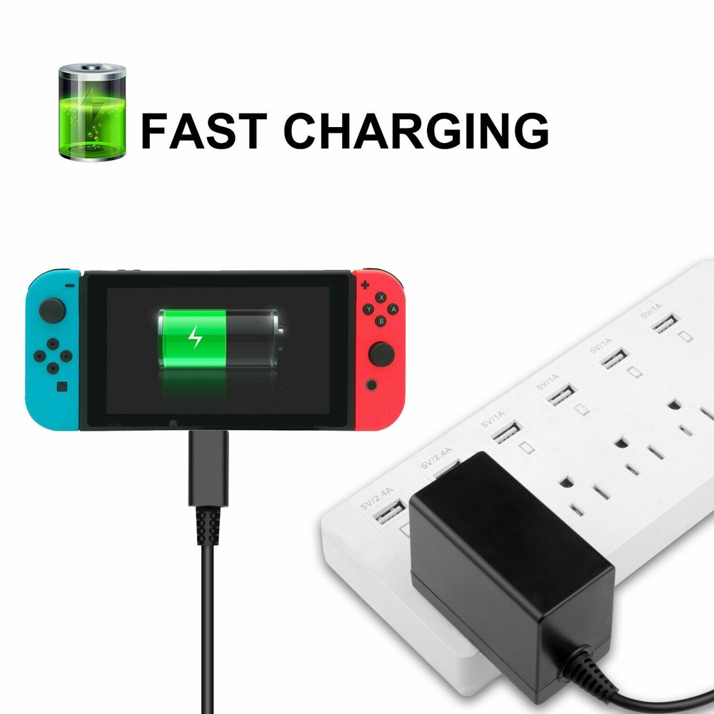 Type C Cable 2.4A For Nintendo Switch or LITE Fast Charging Charger AC Adapter