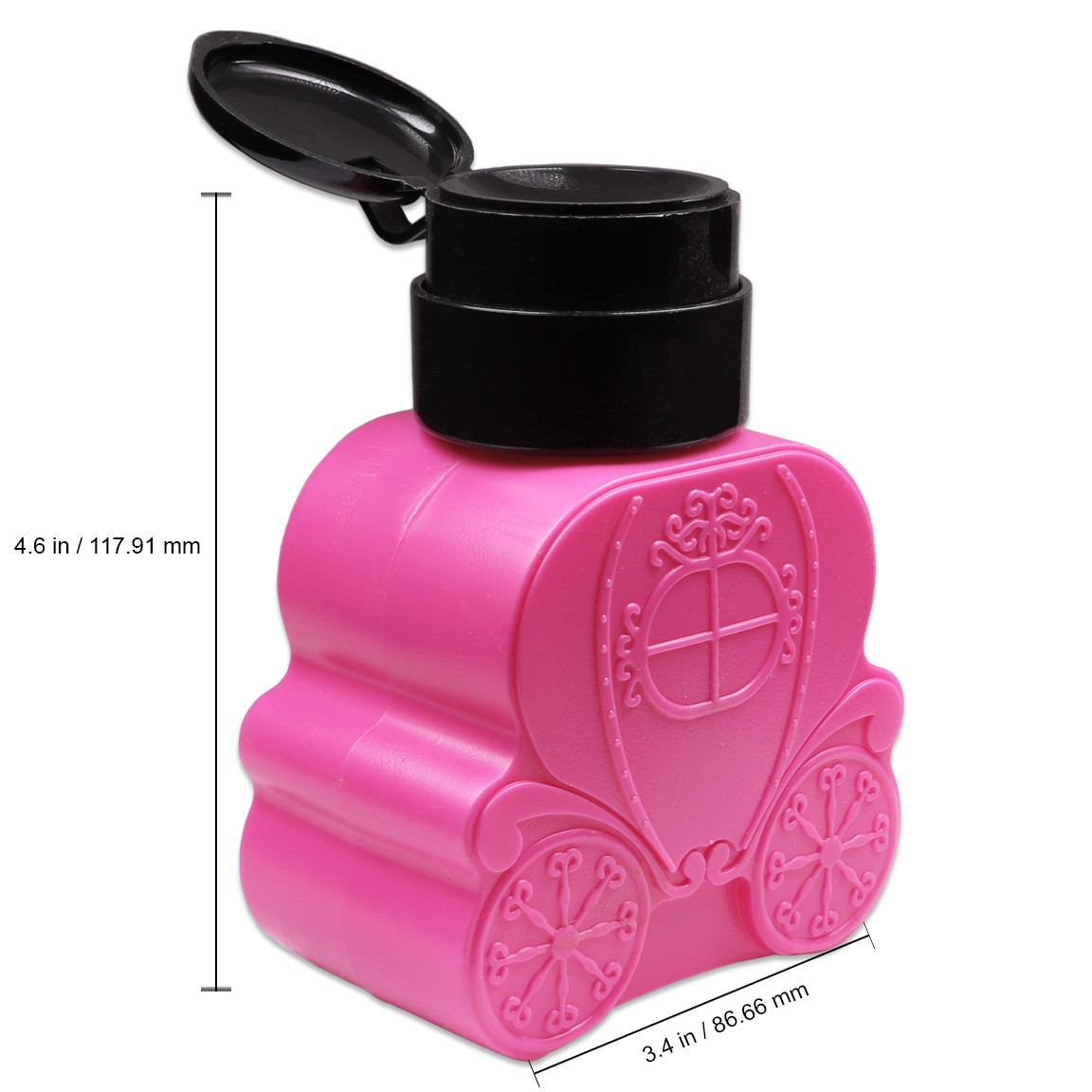 250ml Pink Carriage Shaped Nail Polish Remover One Touch Pump Dispenser Bottle